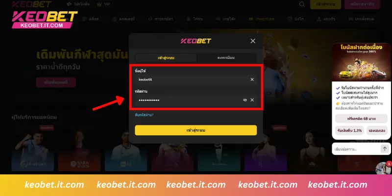 กรอกข้อมูลการเข้าสู่ระบบ